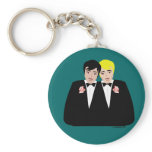 2 Grooms (Blonde and Black Hair) Key Chain