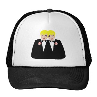 2 Grooms Blonde Trucker Hats