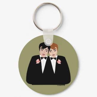 2 Grooms (Brown Hair and Black Hair) keychain