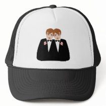 2 Grooms Brown Hair hats