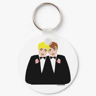 2 Grooms (Brown-Haired and Blonde) keychain