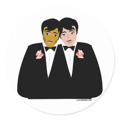 2 Grooms (Ethnic and Black-Haired) Round Sticker