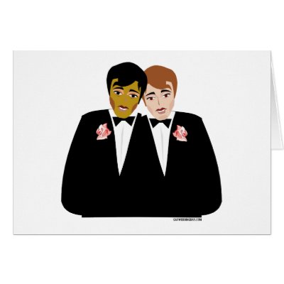 2 Grooms (Ethnic and Brown-Haired) Greeting Cards by gayweddingday