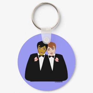 2 Grooms (Ethnic and Brown-Haired) keychain