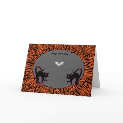 2 Halloween Cats Photo Holder! greeting cards