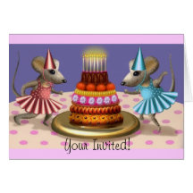 2 Happy Mice Invitation Cards