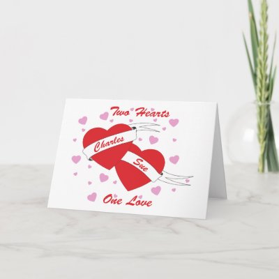 pictures of hearts and love. 2 hearts one love-002 card by