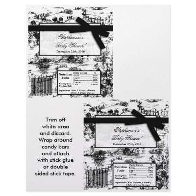 2 Hershey's Large Bar Wrapper Black Toile Fabric Flyer Design by AnnLeeDesigns