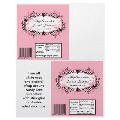 2 Hershey's Large Bar Wrapper Butterfly Zebra Prin Custom Flyer by AnnLeeDesigns