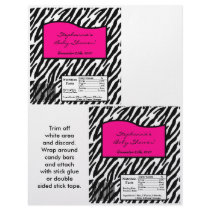 2 Hershey's Large Bar Wrapper Hot Pink Zebra Print Flyer