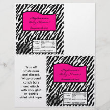 2 Hershey's Large Bar Wrapper Hot Pink Zebra Print Flyer