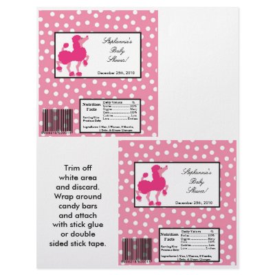 2 Hershey's Large Bar Wrapper Pink Poodle Paris Custom Flyer by AnnLeeDesigns