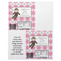 2 Hershey's Large Bar Wrapper Pink Sock Monkey Flyer