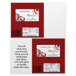 2 Hershey's Large Bar Wrapper Red Floral Filigree Personalized Flyer