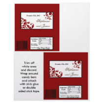 2 Hershey's Large Bar Wrapper Red Floral Filigree Personalized Flyer