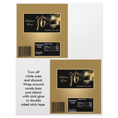 2 Hershey's Large Bar Wrapper Sweet 16 Gold Custom Flyer by AnnLeeDesigns