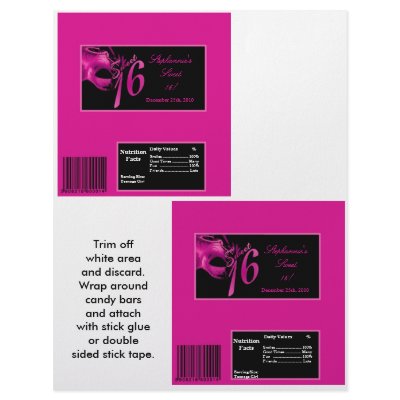 2 Hershey's Large Bar Wrapper Sweet 16 Hot Pink Custom Flyer by AnnLeeDesigns