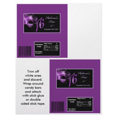 2 Hershey's Large Bar Wrapper Sweet 16 Purple Personalized Flyer by AnnLeeDesigns