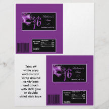 2 Hershey's Large Bar Wrapper Sweet 16 Purple Personalized Flyer