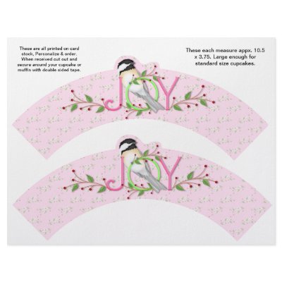 2 Holiday JOY Custom Cupcake Wrappers Christmas Personalized Flyer by partypizazz