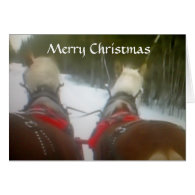 2 HORSE OPEN SLEIGH CHRISTMAS CARDS