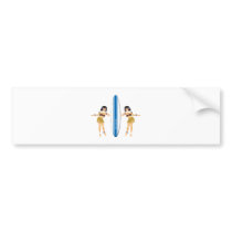 2 Hulas and Surf Board bumper stickers