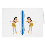 2 Hulas and Surf Board Card