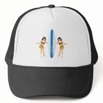 2 Hulas and Surf Board hats
