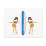 2 Hulas and Surf Board Postcard