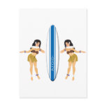 2 Hulas and Surf Board Post Cards