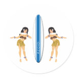 2 Hulas and Surf Board stickers