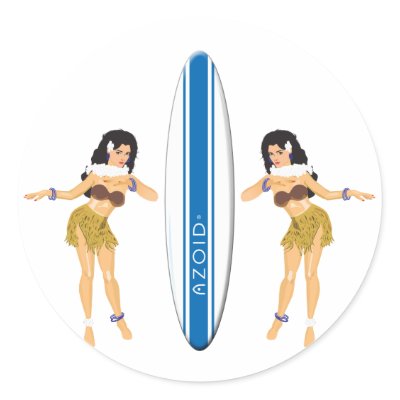 2 Hulas and Surf Board Stickers by frengi