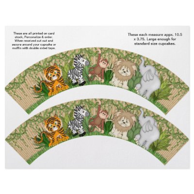 2 Jungle Monkey Personalized Cupcake Wrappers Personalized Flyer by partypizazz
