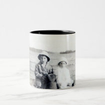 2 kids beach and a teddy bear mug