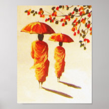 2 Laotian Buddhist Monks Print