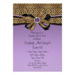 #2 Leopard Print Purple Jewels Diamonds Sweet 16 Personalized Invitation