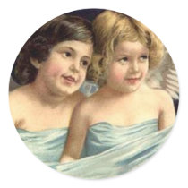 2 Little Angels Draped in Blue - Sticker by dchaddad 2 Little Angels Draped in Blue - Sticker