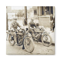 2 men on motorcycles magnet by amazingvintage 2 men on motorcycles magnet