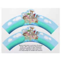 2 Noahs Ark Baby Personalized Cupcake Wrappers Full Color Flyer