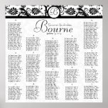 #2 of 2 Black White Damask Reception Seating Chart posters
