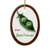 2 Peas in a Pod Oval Ceramic Christmas Ornament