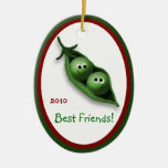 2 Peas in a Pod Oval Ceramic Christmas Ornament