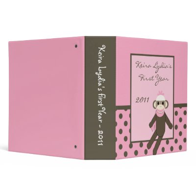 2" PHOTO Binder Scrapbook Pink Sock Monkey by AnnLeeDesigns