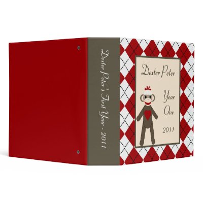 2" PHOTO Binder Scrapbook Red Sock Monkey by AnnLeeDesigns
