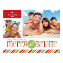 2 PHOTO CHRISTMAS POSTCARD :: merry & bright 3