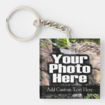 2-Photo Custom Full Color Keychain with Text Square Acrylic Keychains