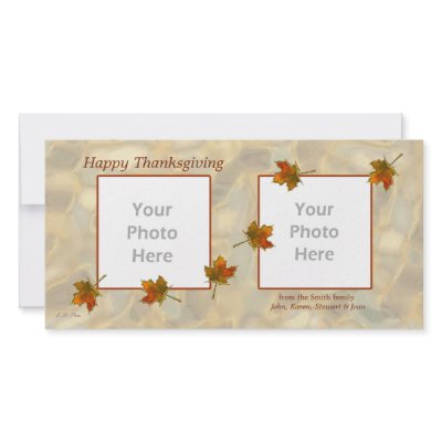 2-Photo Thanksgiving - Drifting Fall Leaves Photo Card Template by xfinity7