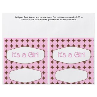 2 Pink Baby Shower Favour Custom Candy Bar Wrappers flyer