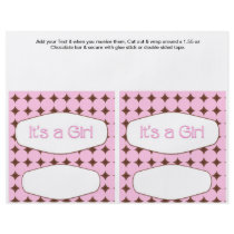 2 Pink Baby Shower Favor Custom Candy Bar Wrappers Flyer Design