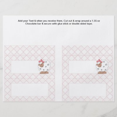 2 per sheet 2 Pink Baby Shower Favors Custom Hershey's Candy Bar Wrappers 